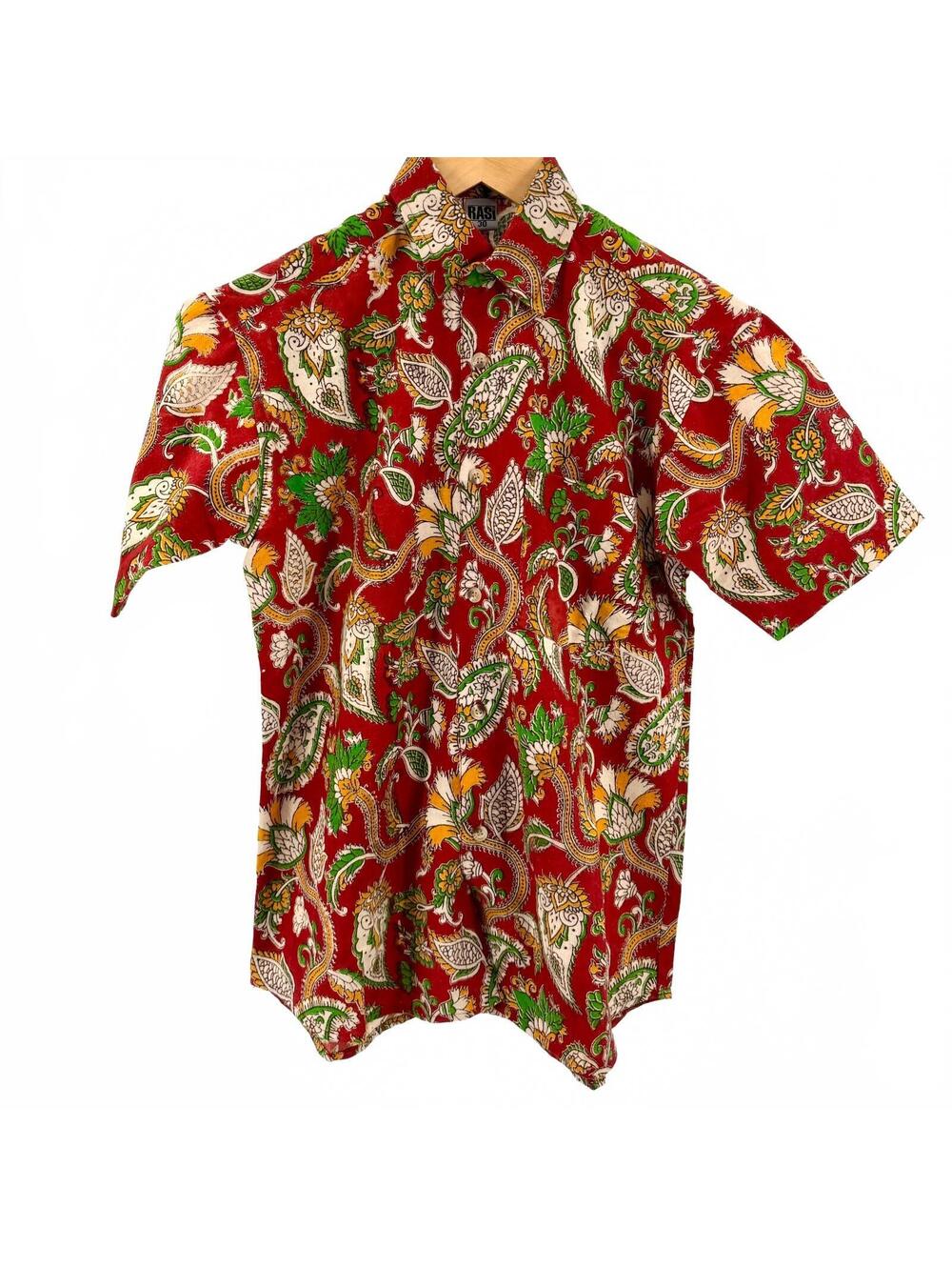 RASI Red 100% Cotton Paisley Block Print Shirt